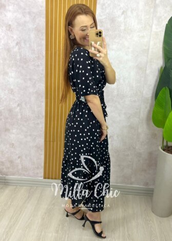 Vestido Chiara Longo em Poá - Azul - Milla Chic