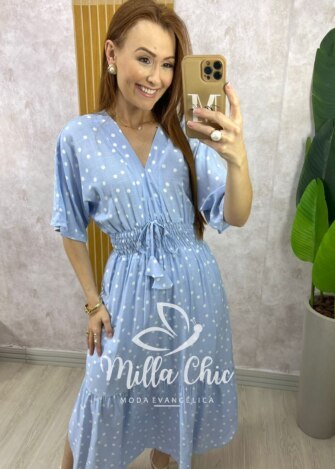 Milla Chic - millachic com br vestido chiara longo em poa azul 8 Vestido Chiara Longo em Poá - Azul - Milla Chic