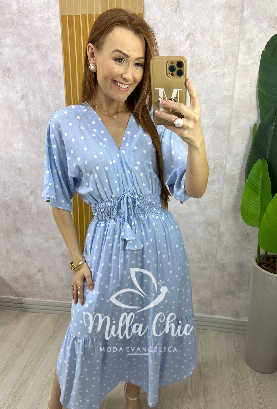 Milla Chic - millachic com br vestido chiara longo em poa azul 8 Vestido Chiara Longo em Poá - Azul - Milla Chic