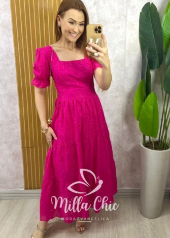 Vestido Danila em Lesie Algodão - Pink - Milla Chic