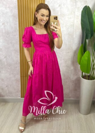 Vestido Danila em Lesie Algodão - Pink - Milla Chic