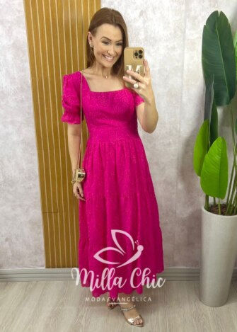 Vestido Danila em Lesie Algodão - Pink - Milla Chic