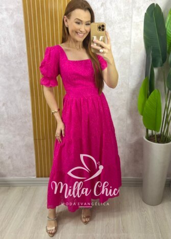 Vestido Danila em Lesie Algodão - Pink - Milla Chic