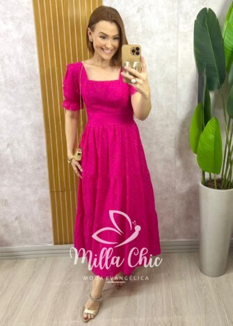 Vestido Danila em Lesie Algodão - Pink - Milla Chic