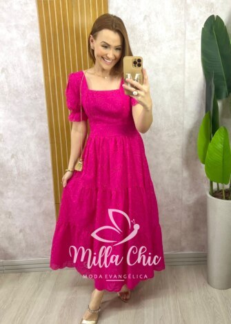 Vestido Danila em Lesie Algodão - Pink - Milla Chic