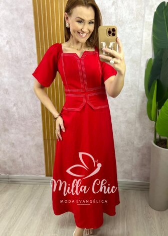 Vestido Eduarda Alfaiataria Marrant - Vermelho - Milla Chic