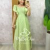 Vestido Ester em Lesie Algodão Bordada - Menta - Milla Chic