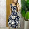 Vestido Francine em Crepinho - Azul Marinho - Milla Chic