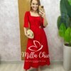 Vestido Gaby em Rayon Devorê - Vermelho - Milla Chic