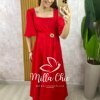 Vestido Gaby em Rayon Devorê - Vermelho - Milla Chic
