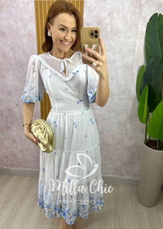 Milla Chic - millachic com br vestido genevive em chiffon azul 2 Vestido Genevive Em Chiffon - Branco - Milla Chic