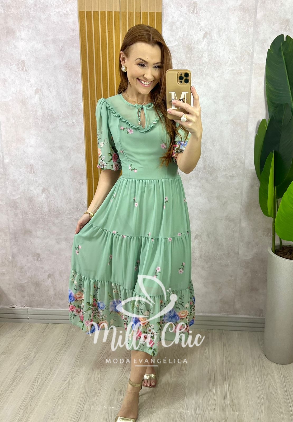 Milla Chic - millachic com br vestido genevive em chiffon verde 1 Vestido Genevive Em Chiffon - Verde - Milla Chic
