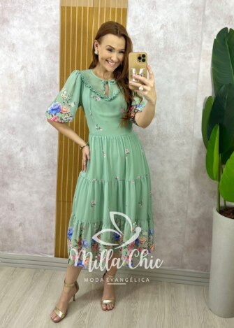 Milla Chic - millachic com br vestido genevive em chiffon verde 2 Vestido Genevive Em Chiffon - Verde - Milla Chic