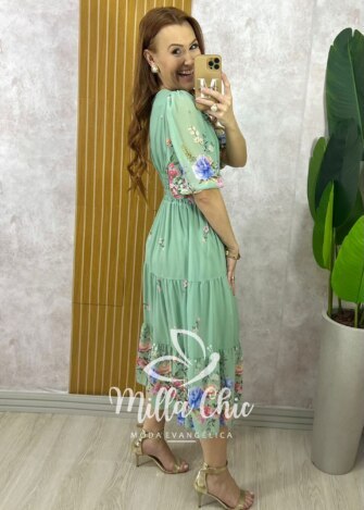 Milla Chic - millachic com br vestido genevive em chiffon verde 3 Vestido Genevive Em Chiffon - Verde - Milla Chic