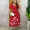 Milla Chic - millachic com br vestido georgia viscolinho estampado vermelho Vestido Geórgia Viscolinho Estampado - Vermelho Poá - Milla Chic