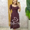 Vestido Geórgia Viscolinho Estampado - Vermelho Poá - Milla Chic
