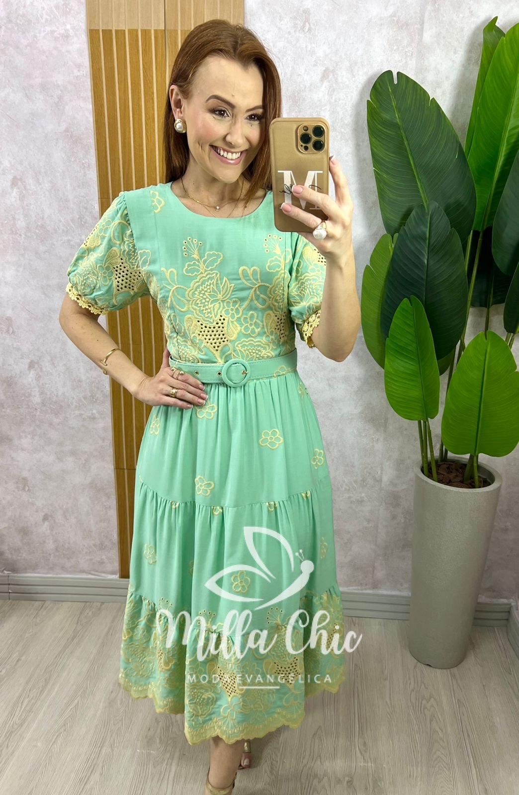 Milla Chic - millachic com br vestido guilhermina em lesie bordada verde acqua 1 Vestido Guilhermina em Lesie Bordada - Verde Acqua - Milla Chic