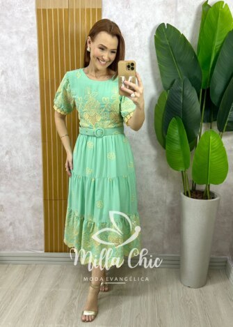 Milla Chic - millachic com br vestido guilhermina em lesie bordada verde acqua 2 Vestido Guilhermina em Lesie Bordada - Verde Acqua - Milla Chic