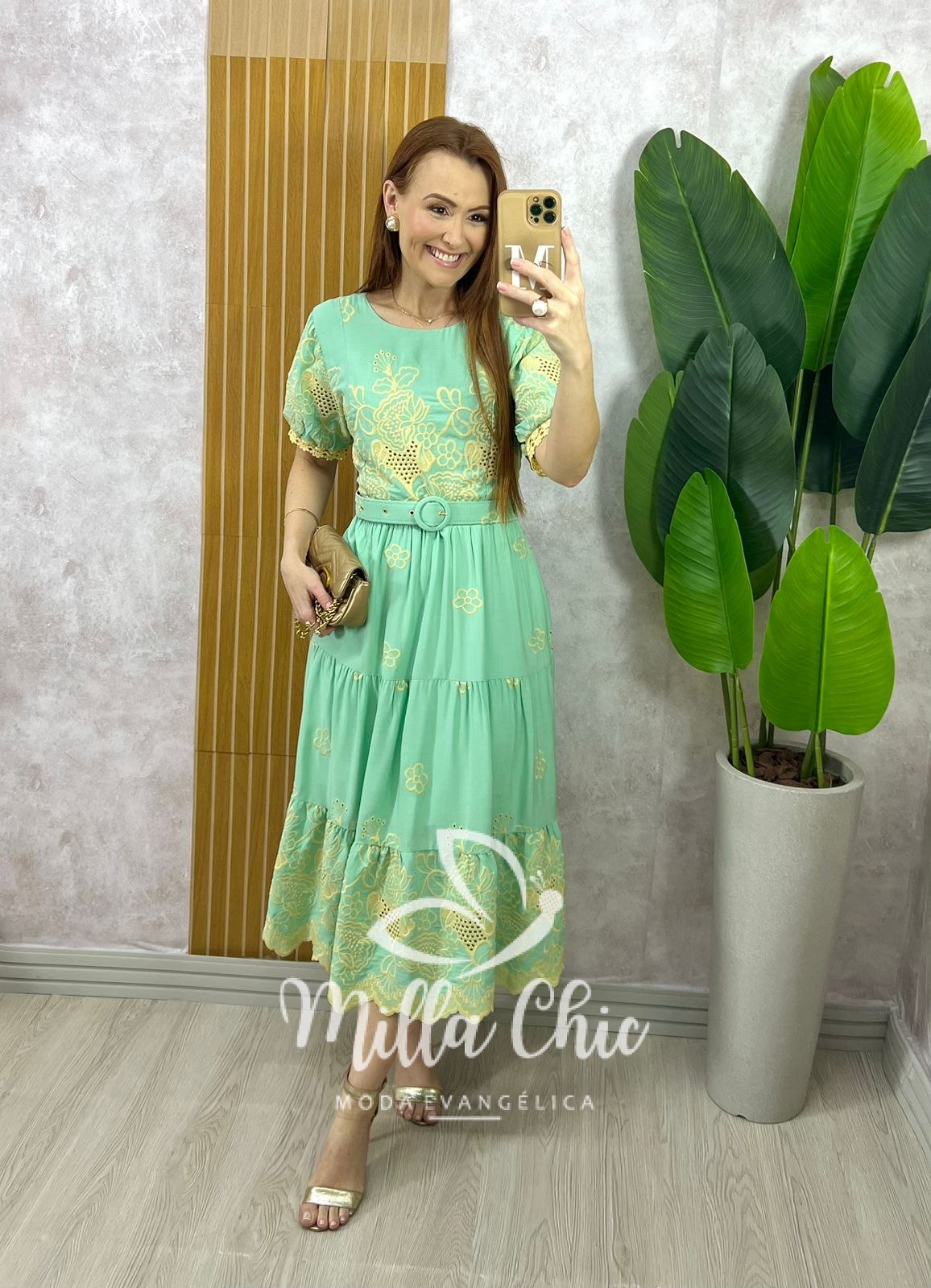 Milla Chic - millachic com br vestido guilhermina em lesie bordada verde acqua Vestido Guilhermina em Lesie Bordada - Verde Acqua - Milla Chic