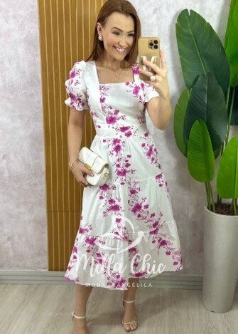 Vestido Jasmine em Tricoline Algodão - Orquídea - Milla Chic