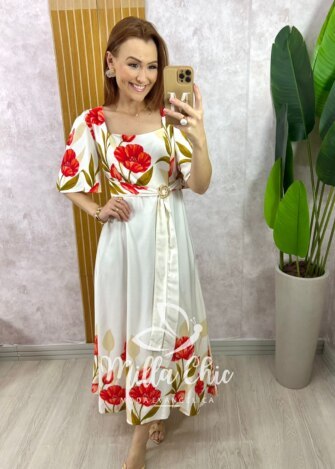 Vestido Laura em Viscosarja - Vermelho - Milla Chic