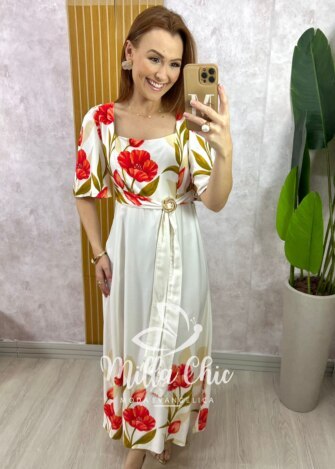 Vestido Laura em Viscosarja - Vermelho - Milla Chic