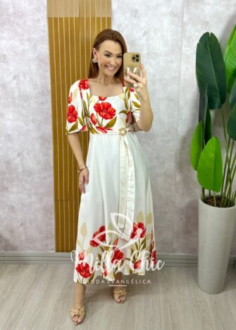 Vestido Laura em Viscosarja - Vermelho - Milla Chic