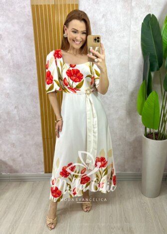 Vestido Laura em Viscosarja - Vermelho - Milla Chic