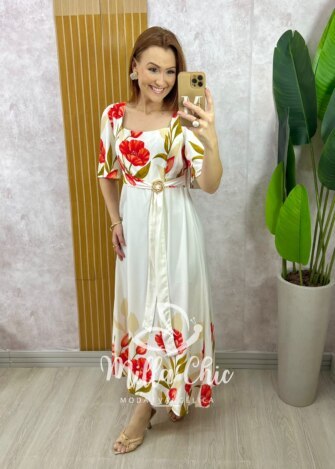 Vestido Laura em Viscosarja - Vermelho - Milla Chic