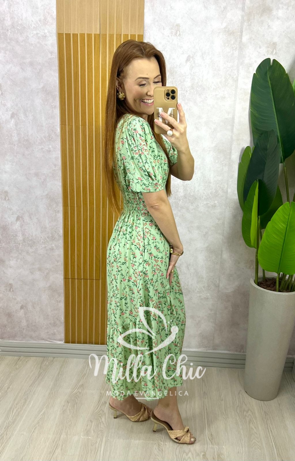 Milla Chic - millachic com br vestido lilian em viscolinho verde 2 Vestido Lilian Em Viscolinho - Verde - Milla Chic