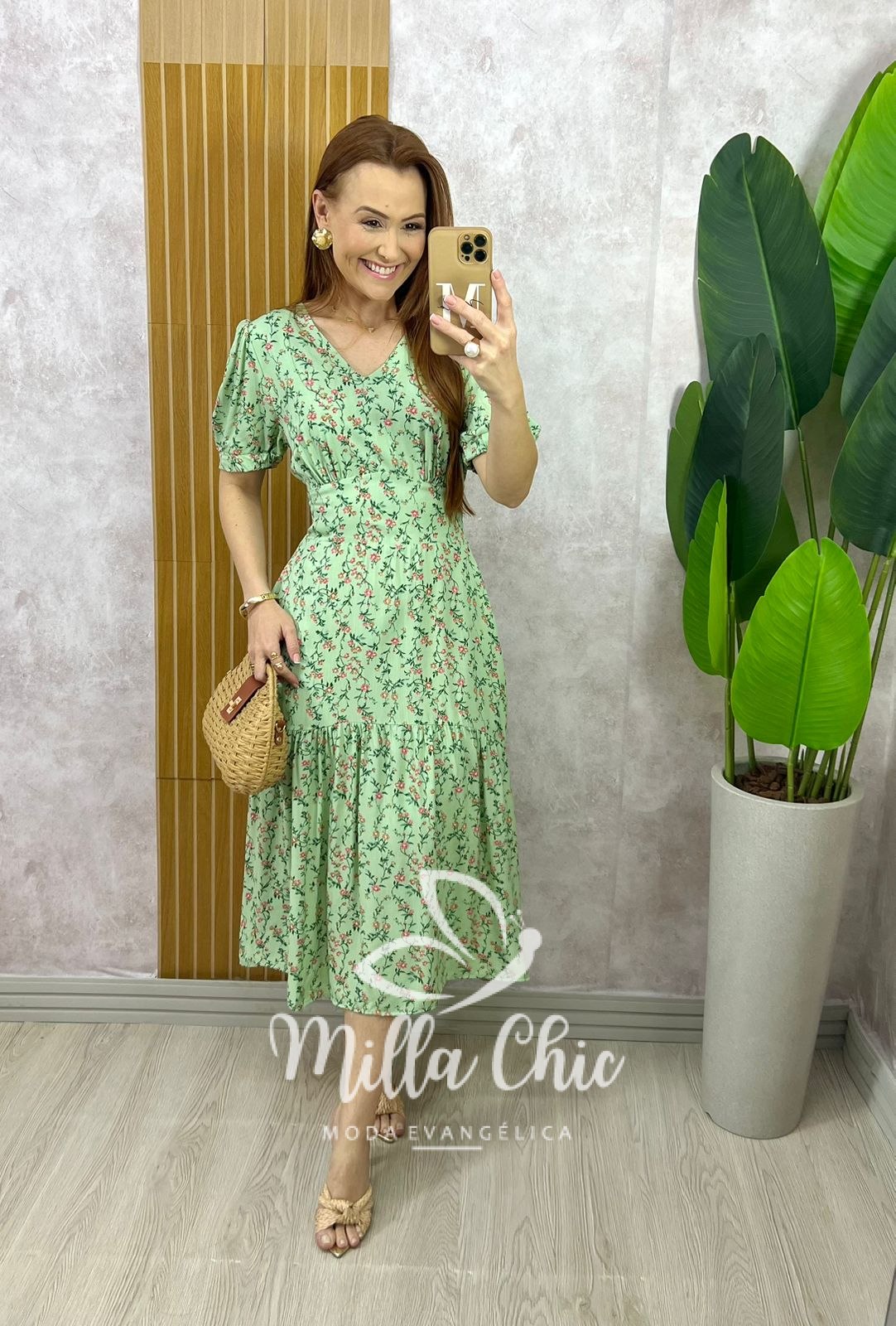 Milla Chic - millachic com br vestido lilian em viscolinho verde 3 Vestido Lilian Em Viscolinho - Verde - Milla Chic