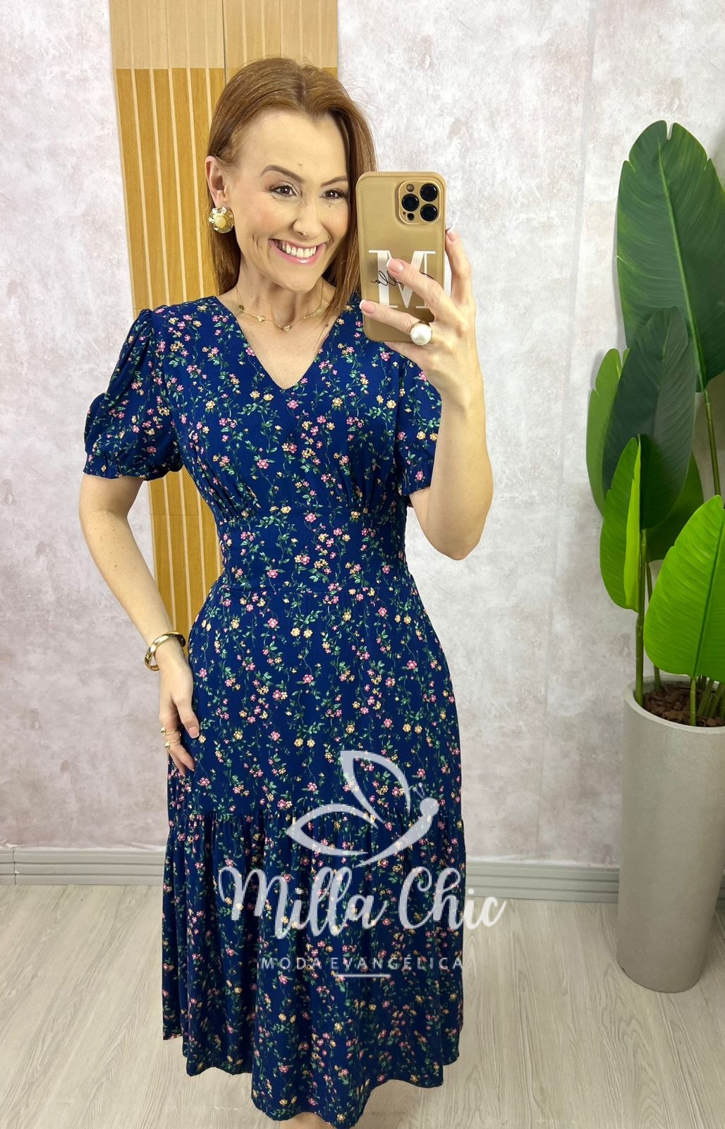 Milla Chic - millachic com br vestido lilian em viscolinho verde copia 3 Vestido Lilian Em Viscolinho - Azul - Milla Chic