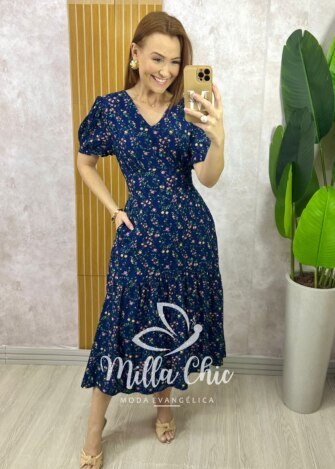 Milla Chic - millachic com br vestido lilian em viscolinho verde copia 4 Vestido Lilian Em Viscolinho - Azul - Milla Chic