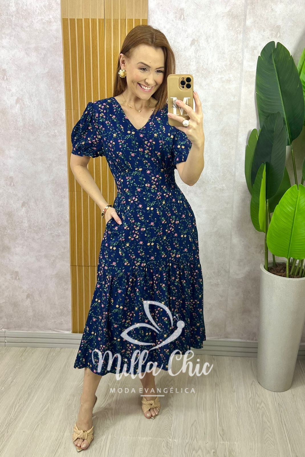 Milla Chic - millachic com br vestido lilian em viscolinho verde copia 4 Vestido Lilian Em Viscolinho - Azul - Milla Chic