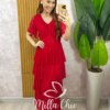 Vestido Longo Magda em Tule com Lurex - Vermelho - Milla Chic