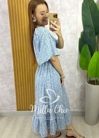 Vestido Melinda Manga Raglan - Azul - Milla Chic
