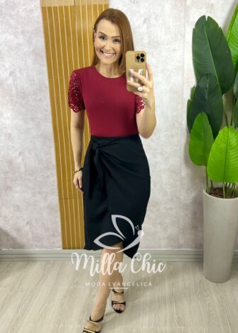 Vestido Melina Manga Princesa - Rosê - Milla Chic