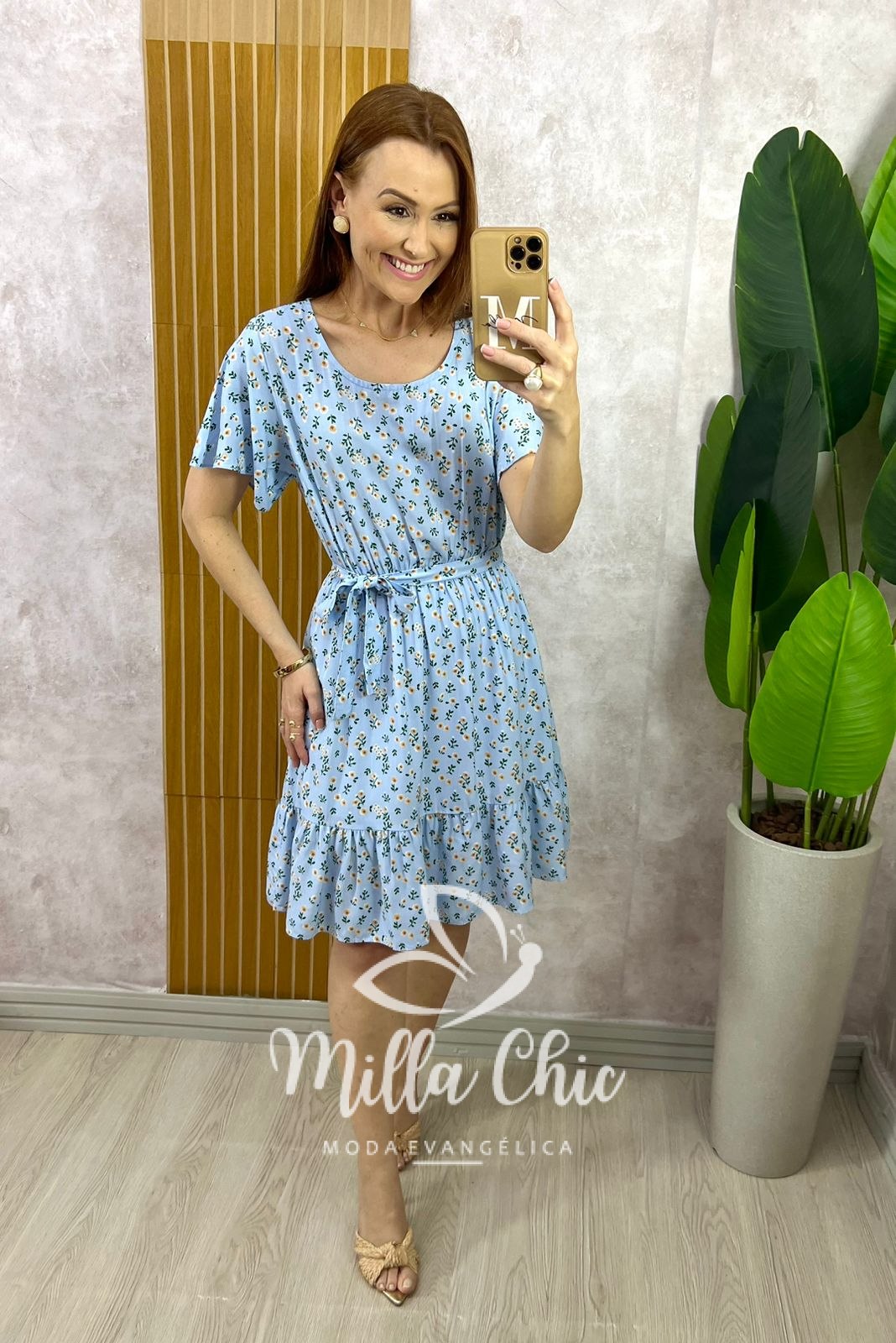 Milla Chic - millachic com br vestido noemia em viscolinho azul 3 Vestido Noêmia Em Viscolinho - Azul - Milla Chic