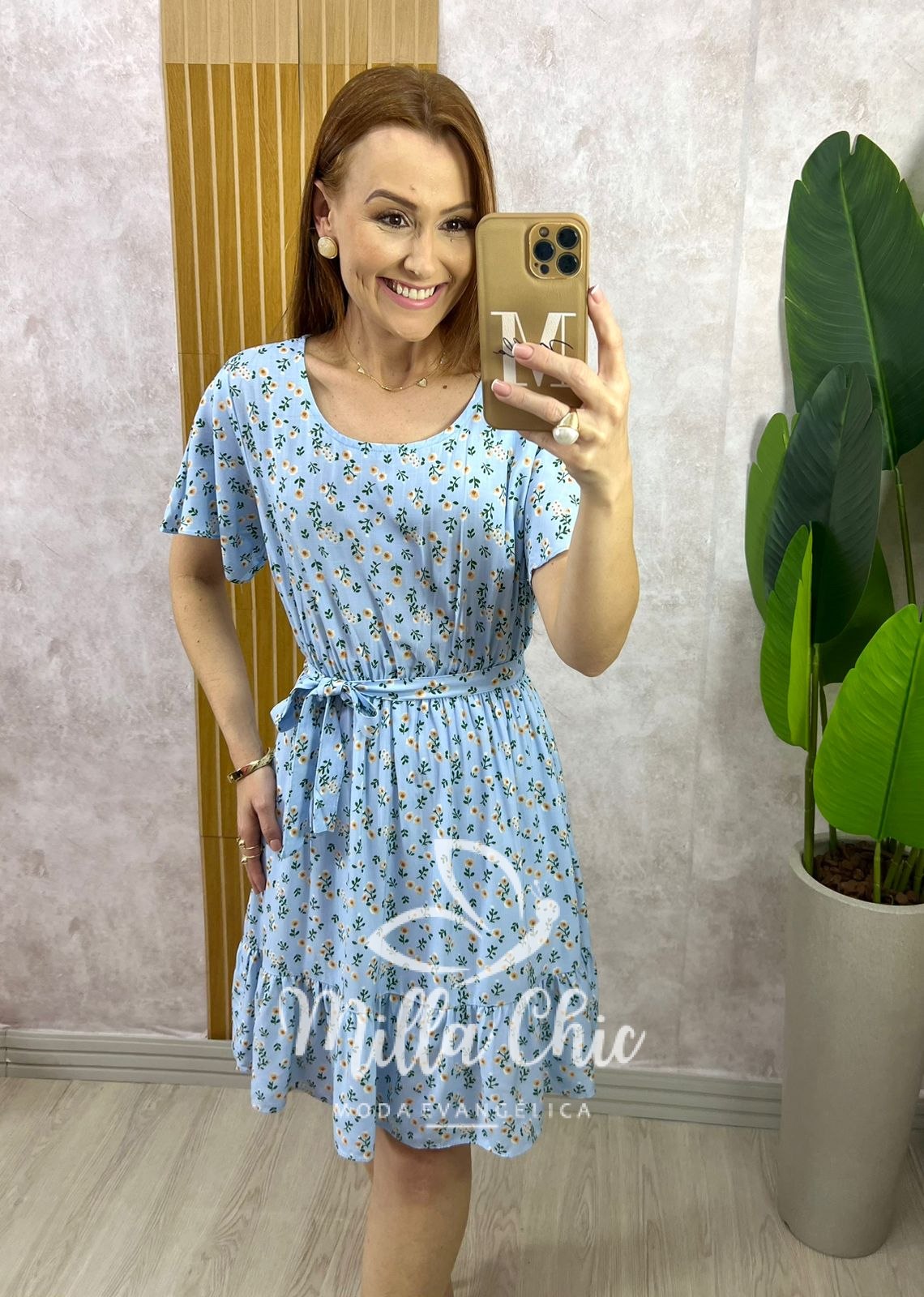 Milla Chic - millachic com br vestido noemia em viscolinho azul 4 Vestido Noêmia Em Viscolinho - Azul - Milla Chic