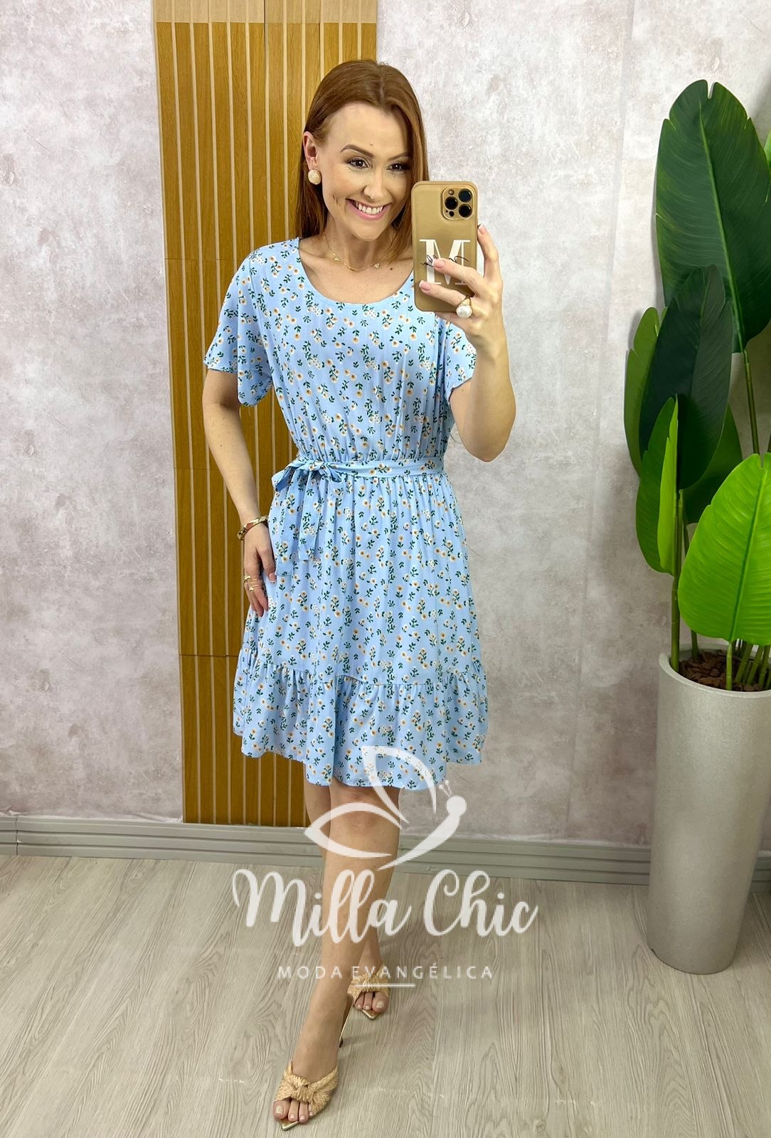 Milla Chic - millachic com br vestido noemia em viscolinho azul Vestido Noêmia Em Viscolinho - Azul - Milla Chic