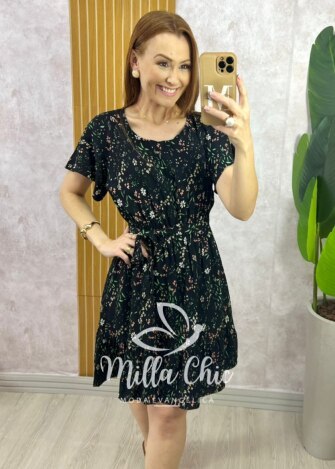 Milla Chic - millachic com br vestido noemia em viscolinho preto 3 Vestido Noêmia Em Viscolinho - Preto - Milla Chic