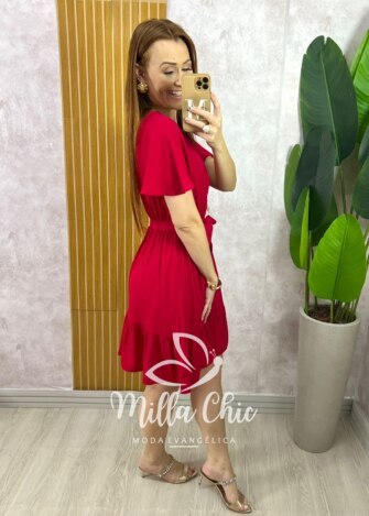 Vestido Noêmia Em Viscolinho - Vermelho - Milla Chic