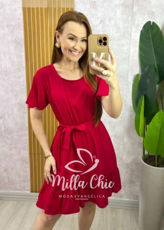 Vestido Noêmia Em Viscolinho - Vermelho - Milla Chic