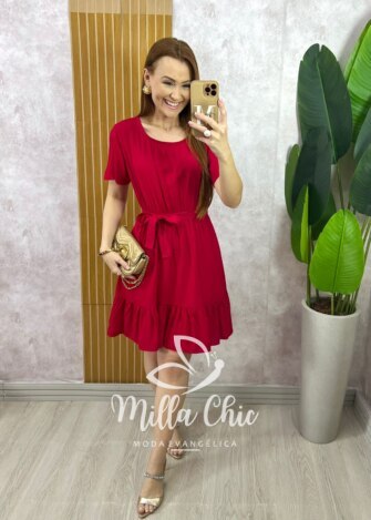 Vestido Noêmia Em Viscolinho - Vermelho - Milla Chic