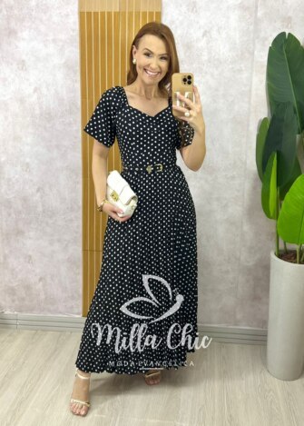 Milla Chic - millachic com br vestido sevilha em poa preto 2 Vestido Sevilha Em Póa - Preto - Milla Chic