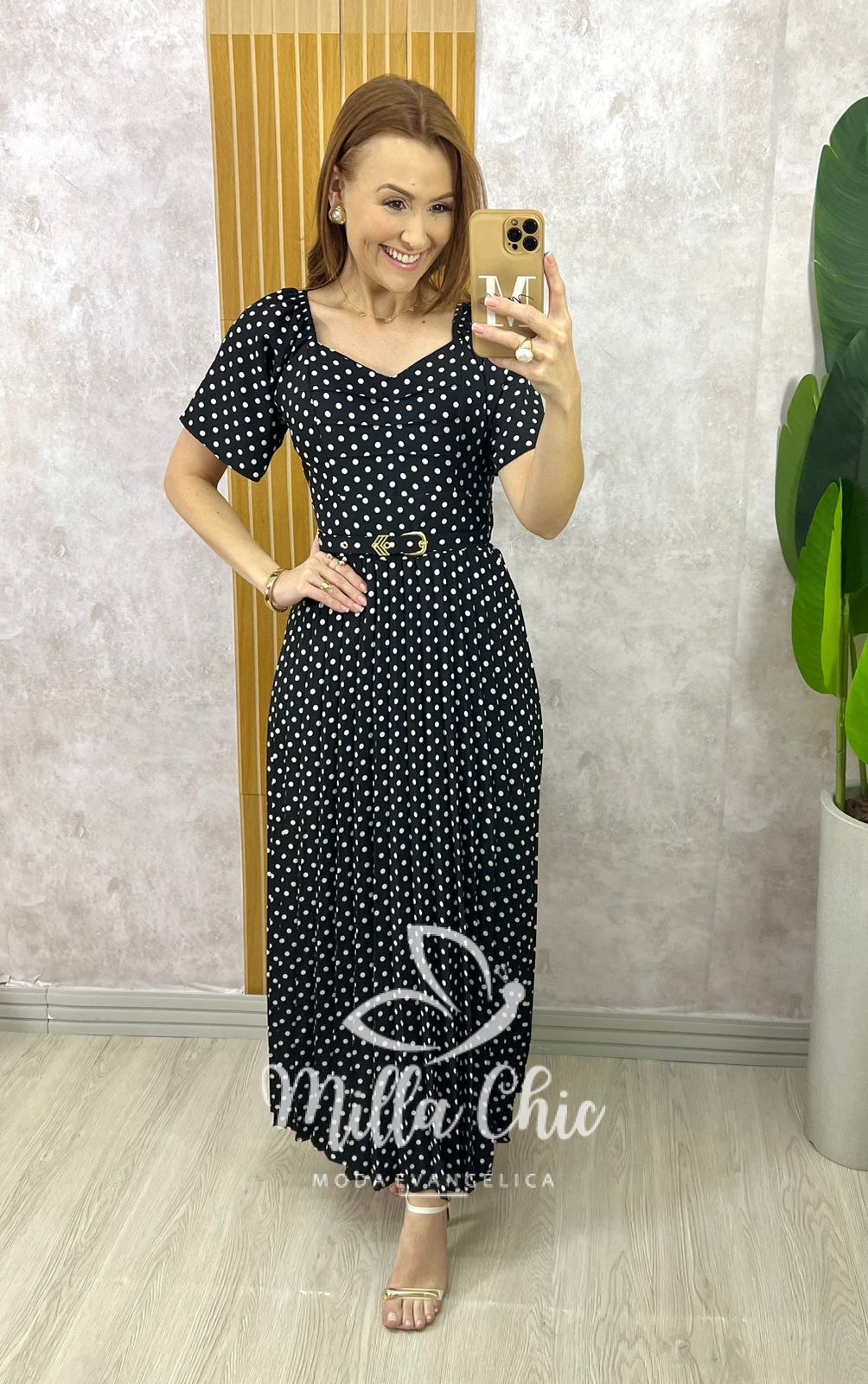 Milla Chic - millachic com br vestido sevilha em poa preto 3 Vestido Sevilha Em Póa - Preto - Milla Chic