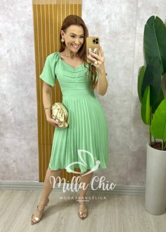 Vestido Alana Plissado - Verde - Milla Chic