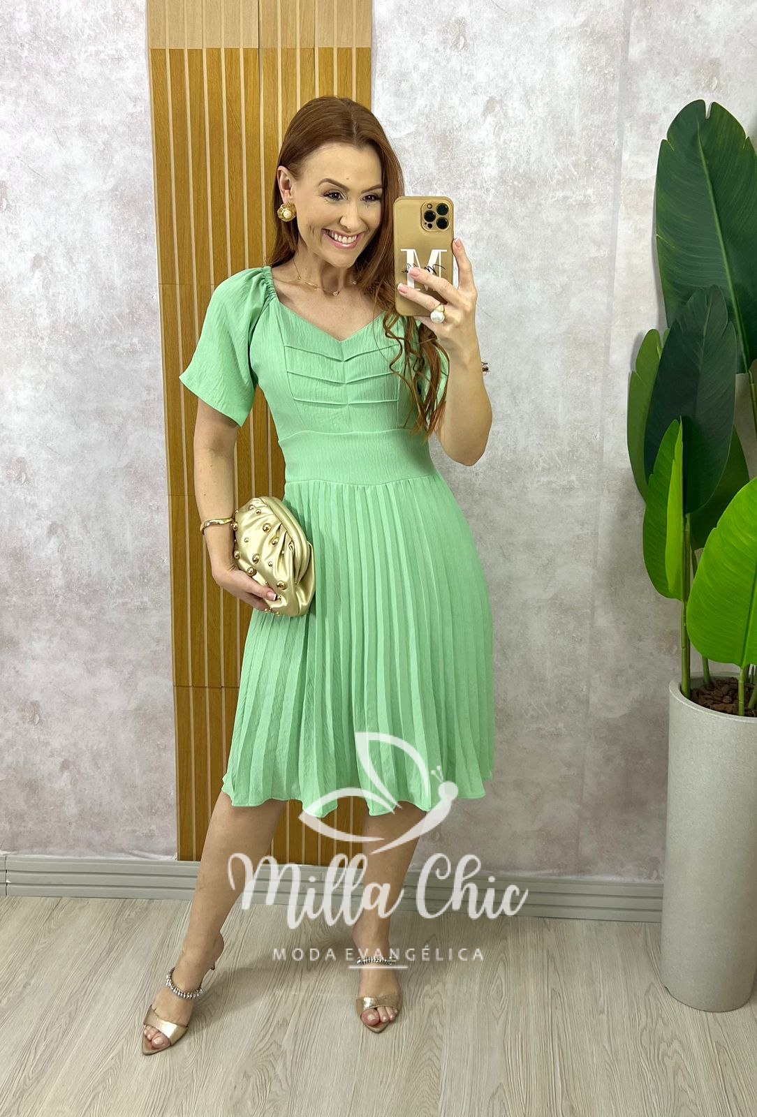 Milla Chic - millachic com br vestido sevilha em poa preto copia Vestido Alana Plissado - Verde - Milla Chic