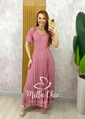 Vestido Sevilha Em Póa - Rosê - Milla Chic