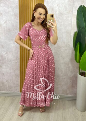 Vestido Sevilha Em Póa - Rosê - Milla Chic